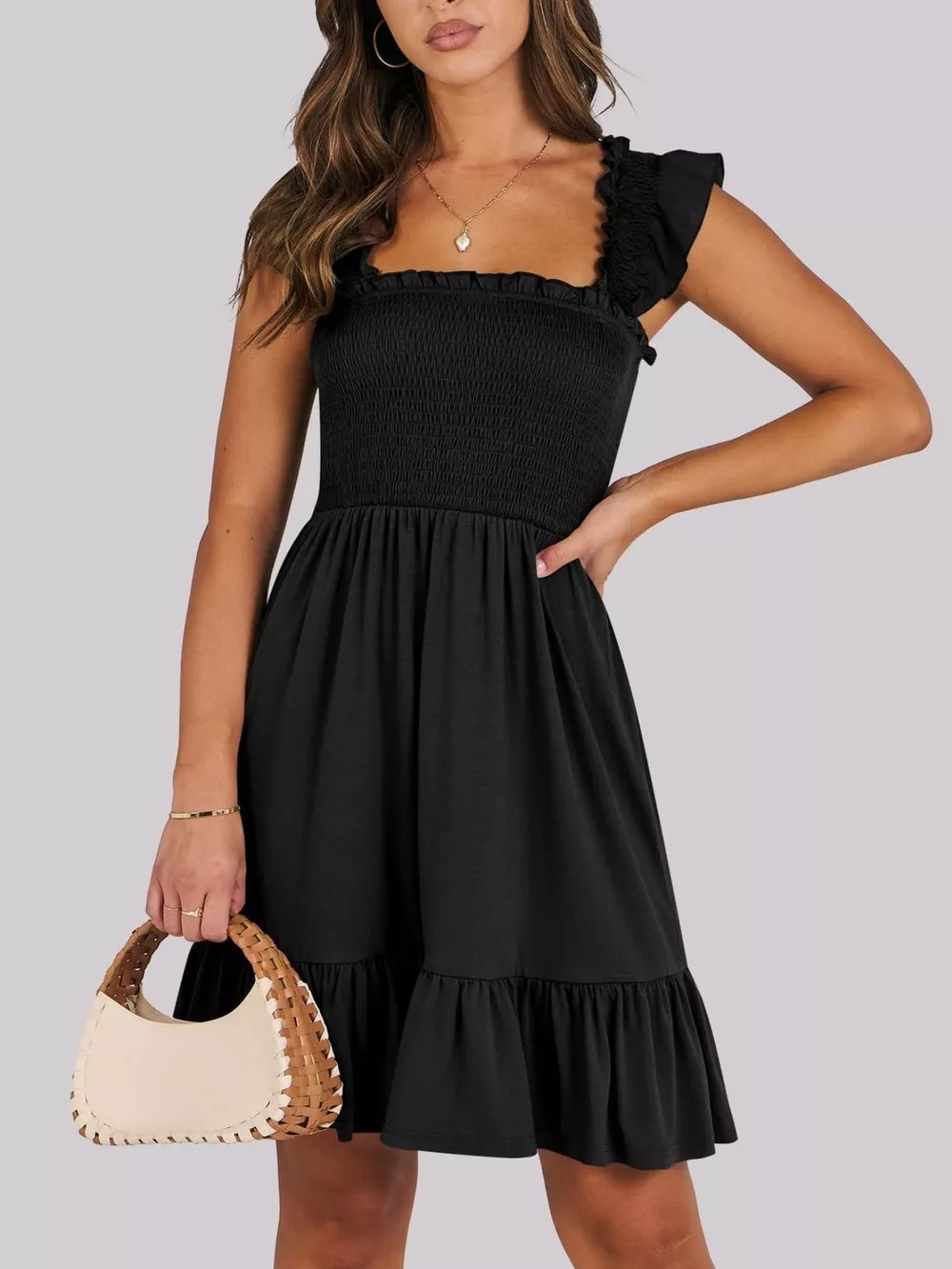 Smocked Ruffle Hem Mini Dress, image 8