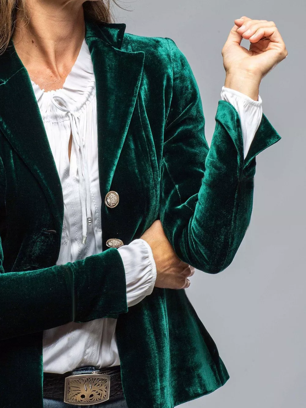 Velvet Lapel Collar Button Up Blazer, image 6