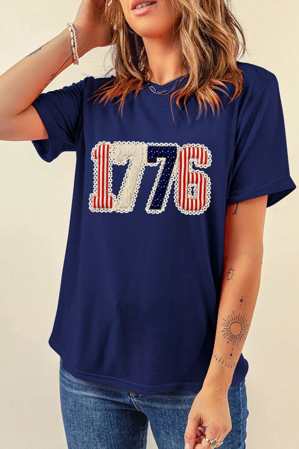 Patriotic 1776 Round Neck T-Shirt, image 4