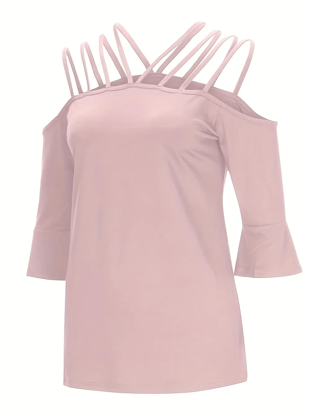 Full Size Cold Shoulder Three-Quarter Sleeve Blouse, image 7