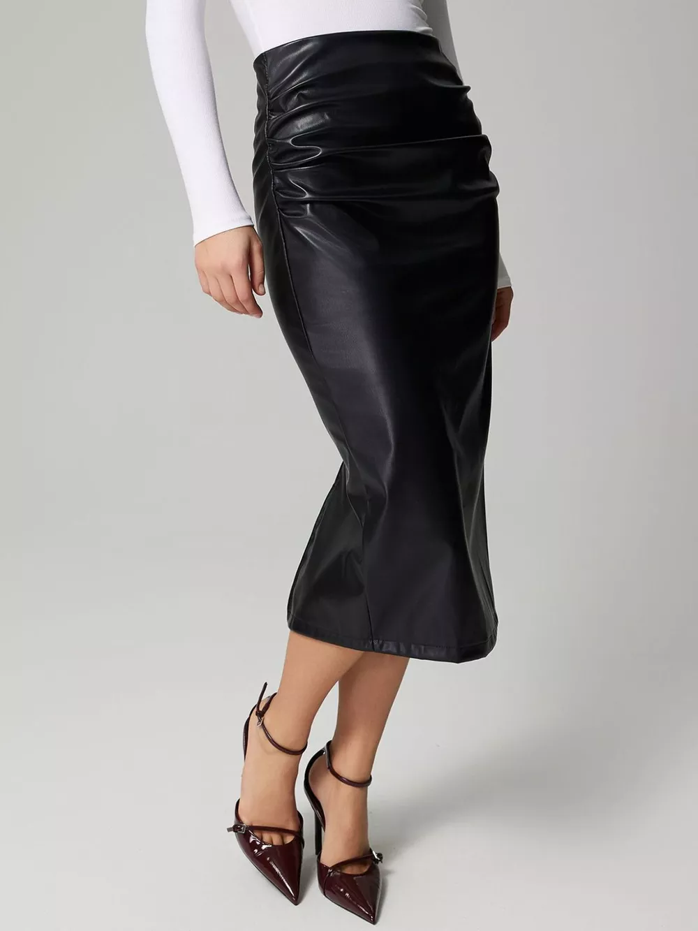 Slit Back Leather Skirt, image 9