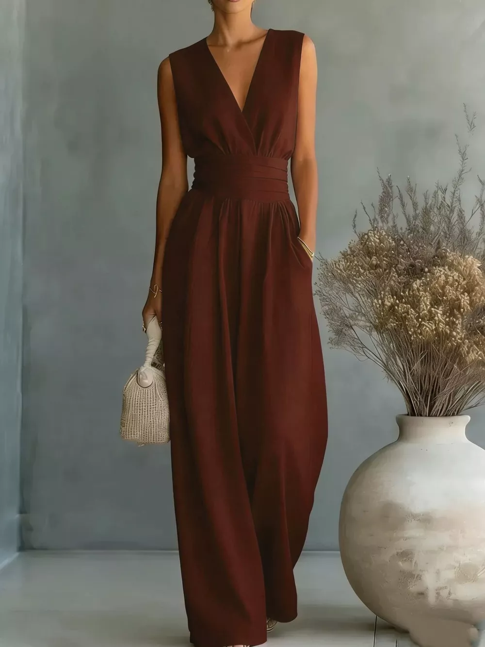 Full Size Sleeveless Wide Leg Jumpsuit Plus Size, image 6