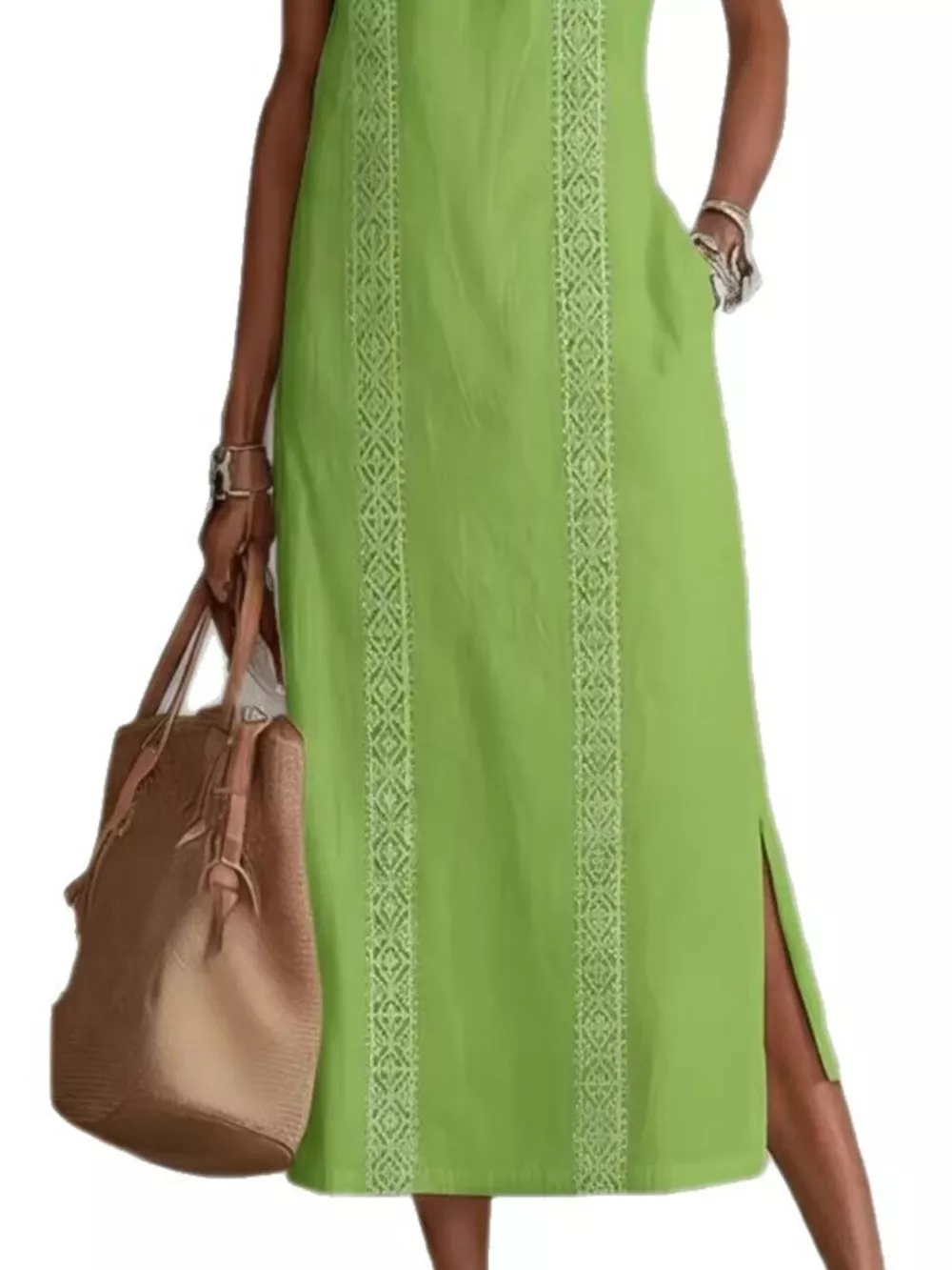 Full Size Side Slit Sleeveless Midi Dress Plus Size, image 8