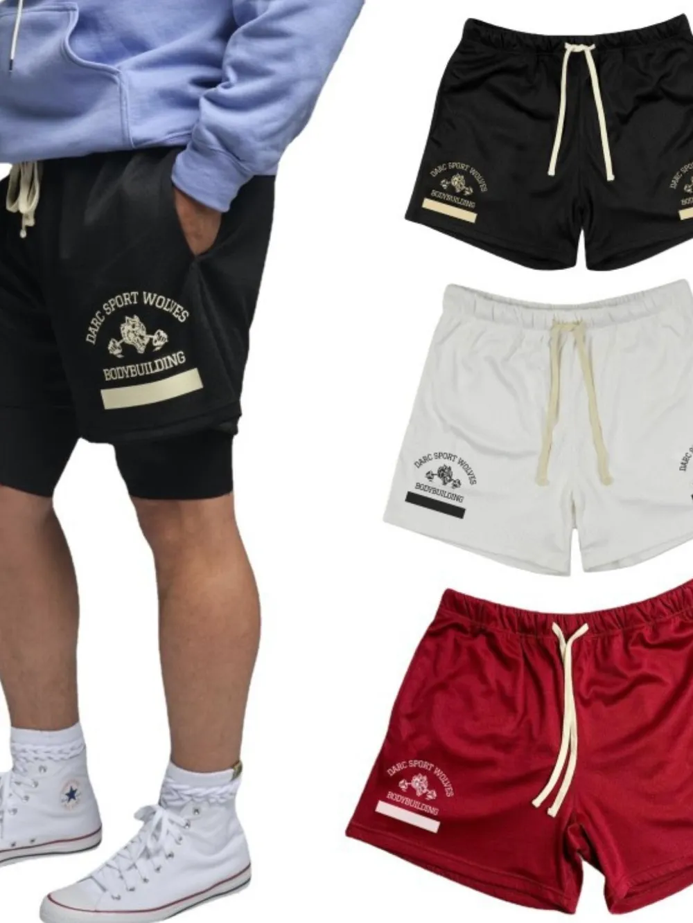Men's Plus Size Graphic Drawstring Active Shorts, image 2