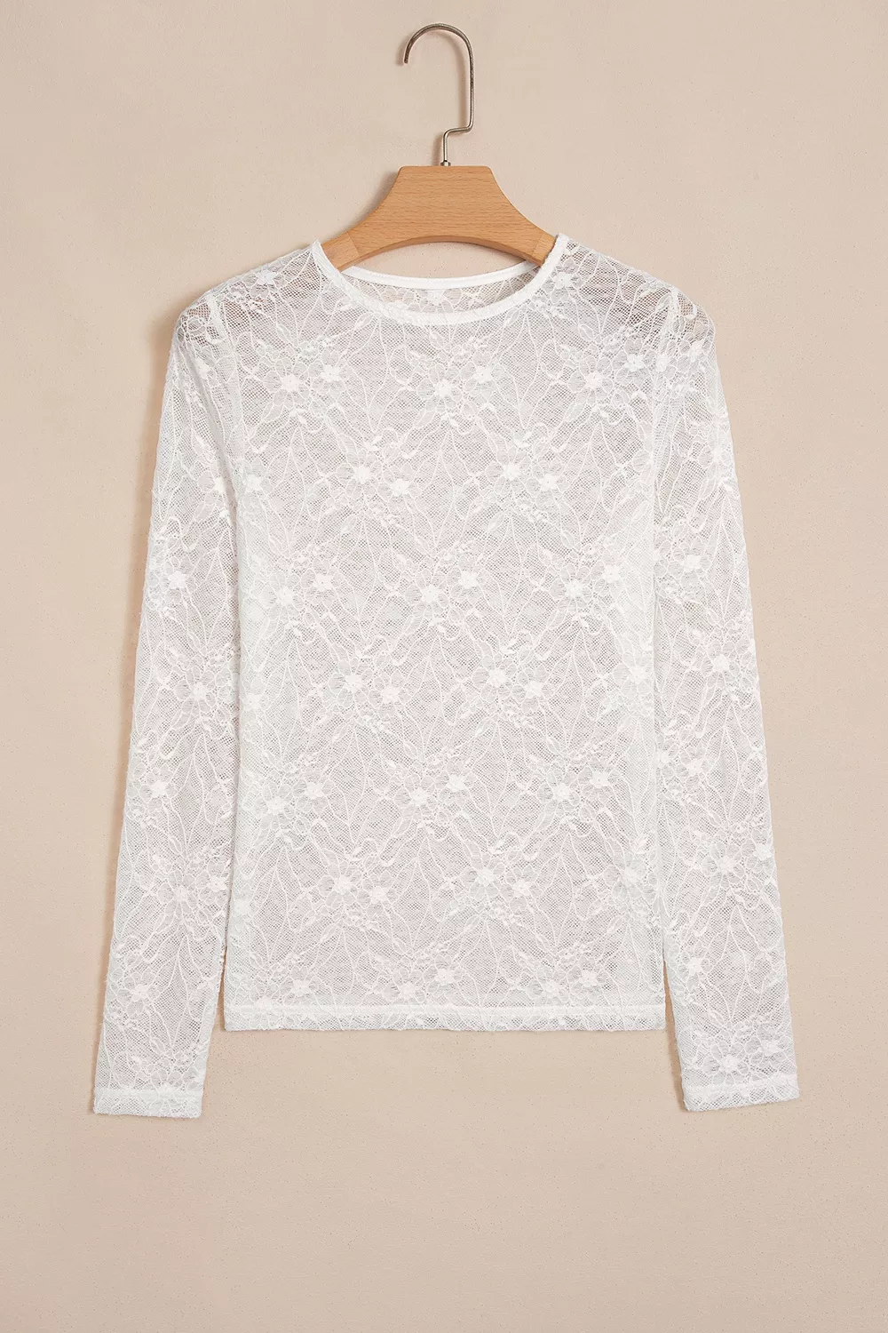 Long Sleeve Sheer Mesh Lace Top, image 4