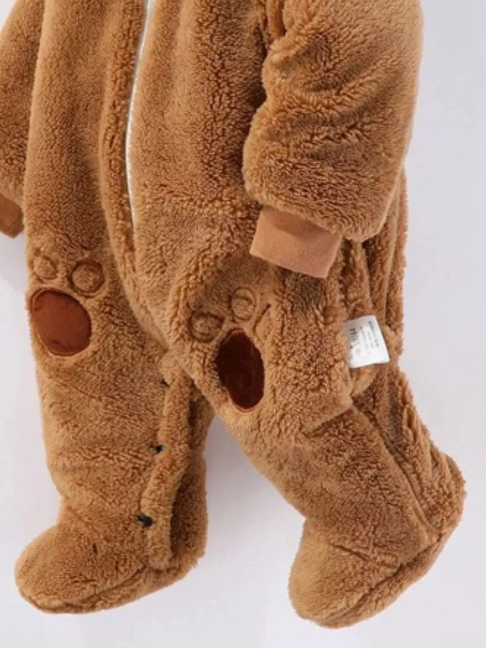 Children's Cozy Bear Hooded Fleece One-Piece, image 7
