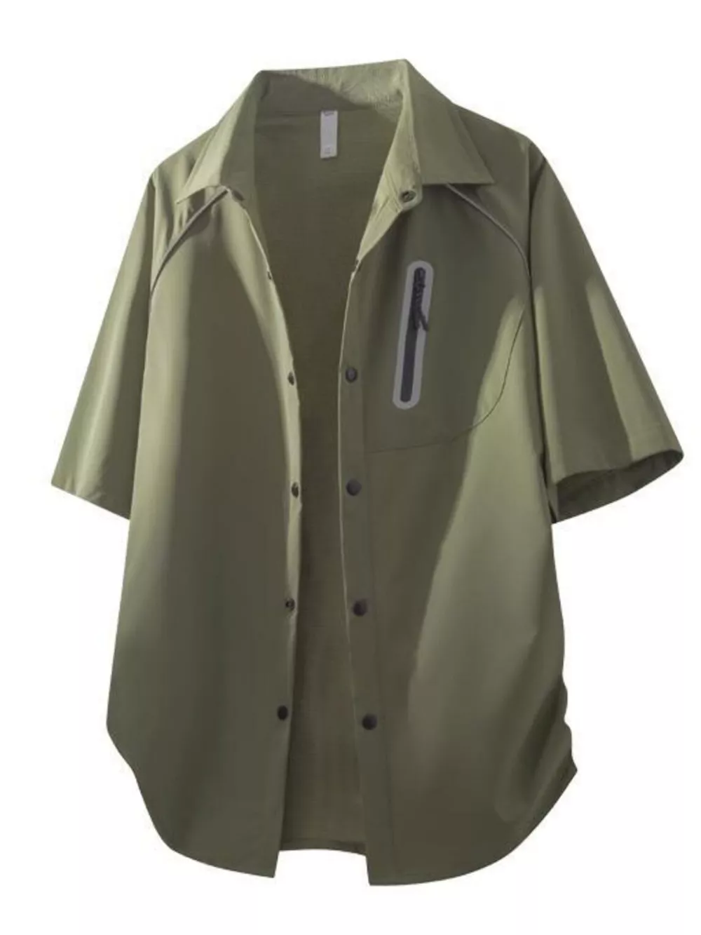 Men's Casual Short Sleeve Zipper Pocket Shirt