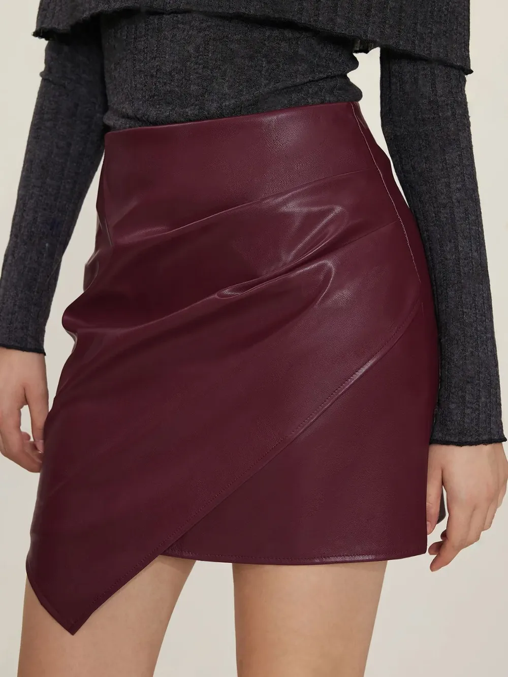 Ruched Mini Skirt with Zipper, image 7