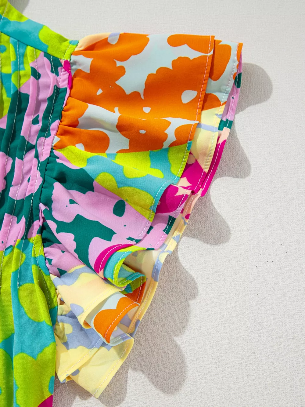 Printed Ruffled Cap Sleeve Blouse, image 5