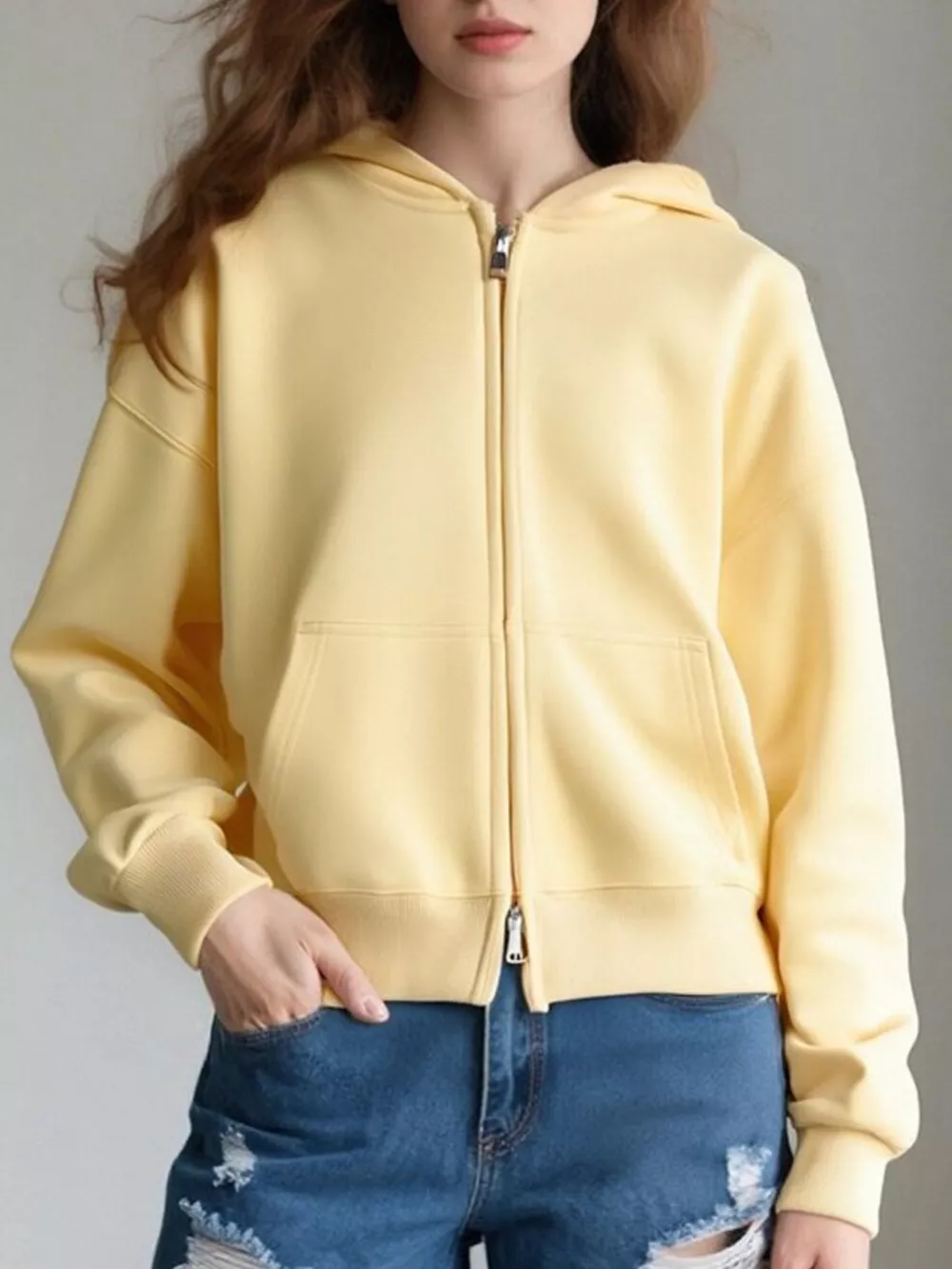 Full Size Casual Zip-Up Long Sleeve Hoodie Plus Size, image 6