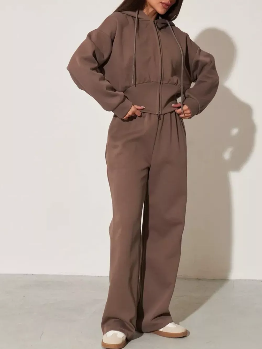 Zip-Up Hoodie and Wide-Leg Pants Set, image 18