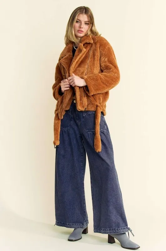 Fuzzy Zip Up Collared Neck Jacket, image 6