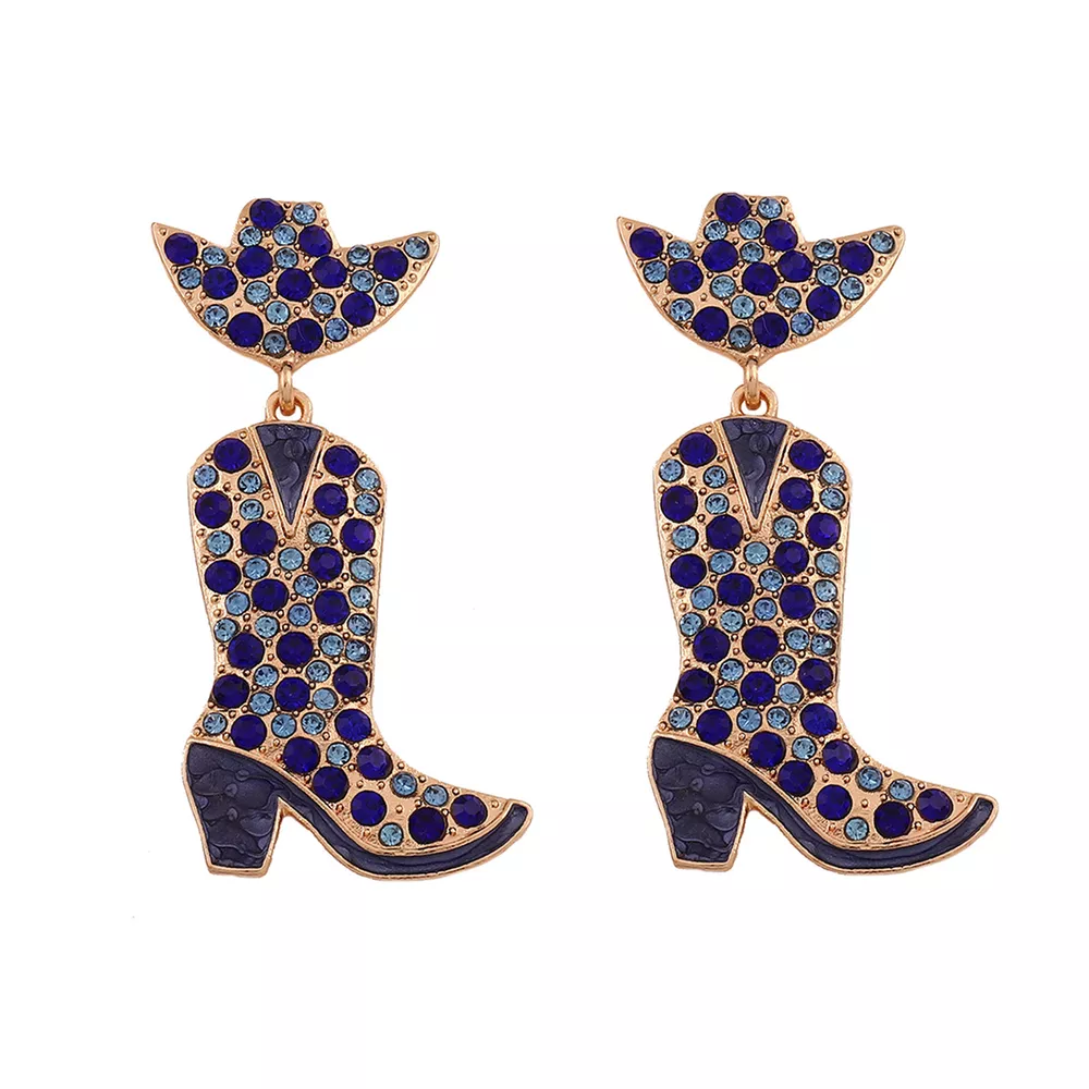 Rhinestone Cowboy Boot Dangle Earrings, image 11