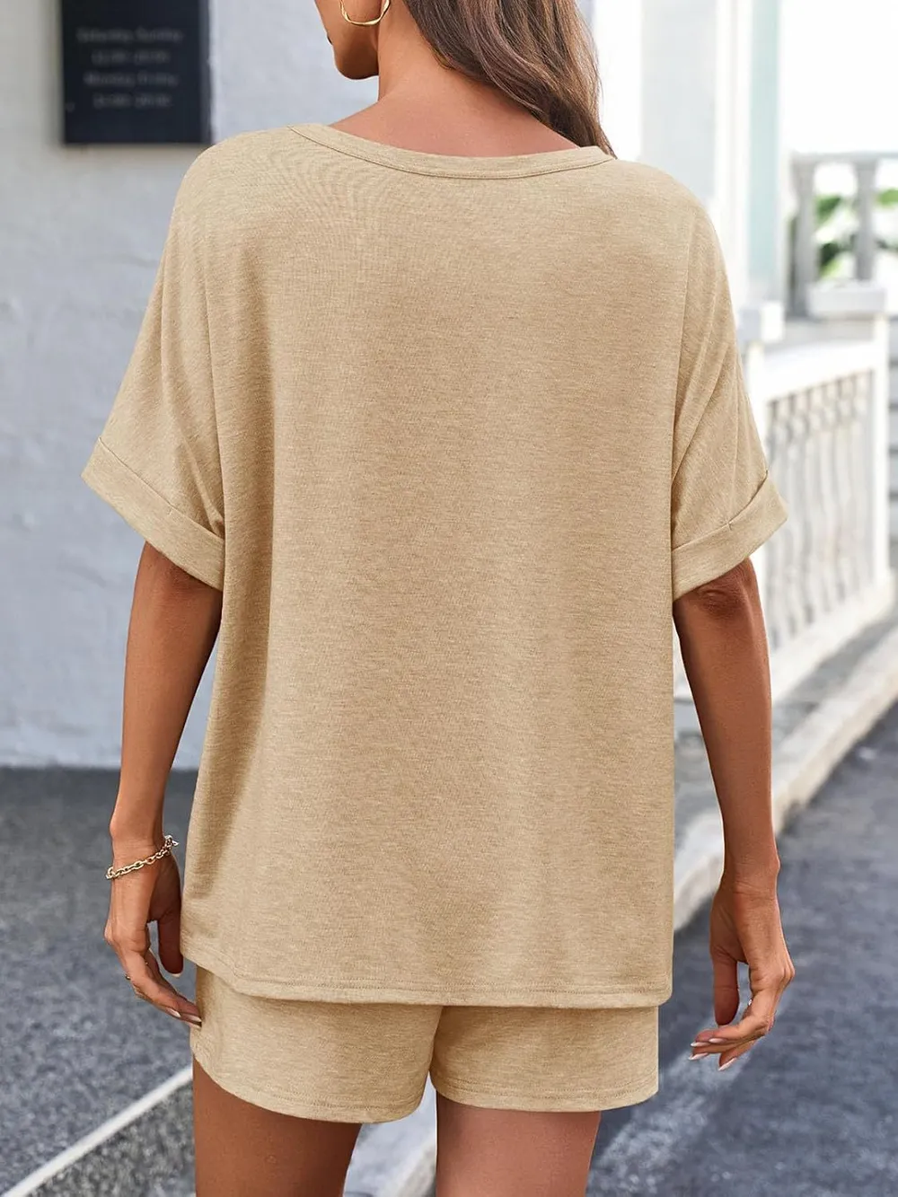 Round Neck T-Shirt and Drawstring Shorts Set, image 6
