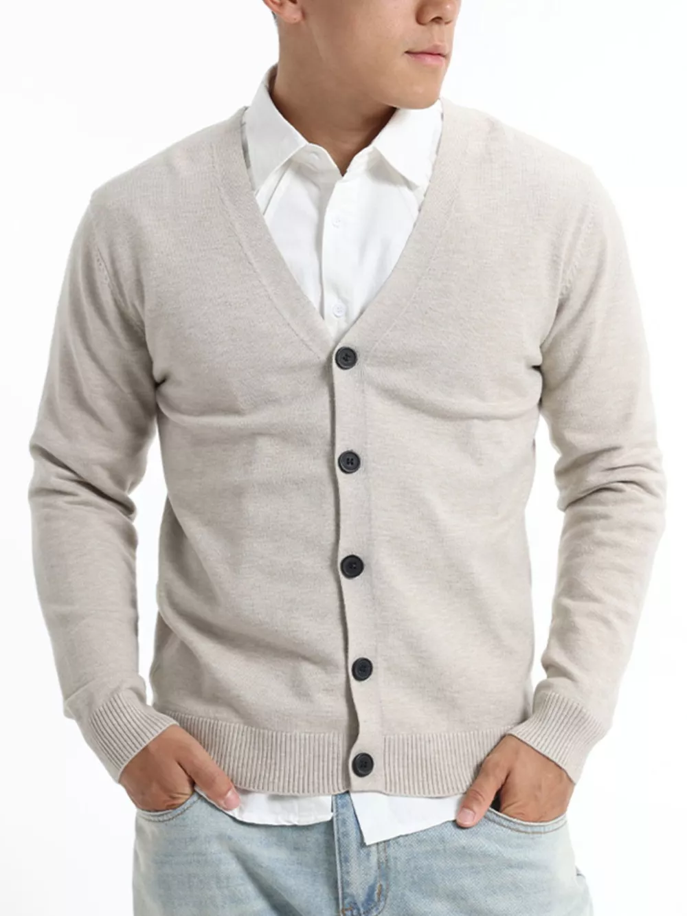 Men's Plus Size Button-Down Knit Cardigan, image 2