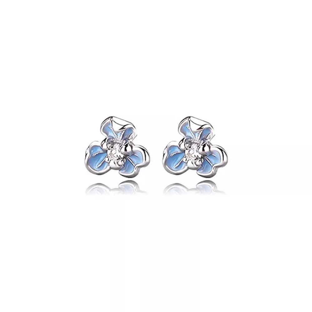 999 Sterling Silver Flower Stud Earrings, image 6