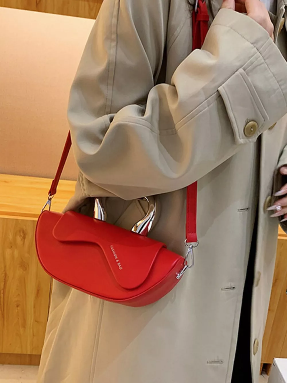 Half-Moon Crossbody Bag with Handle, image 7