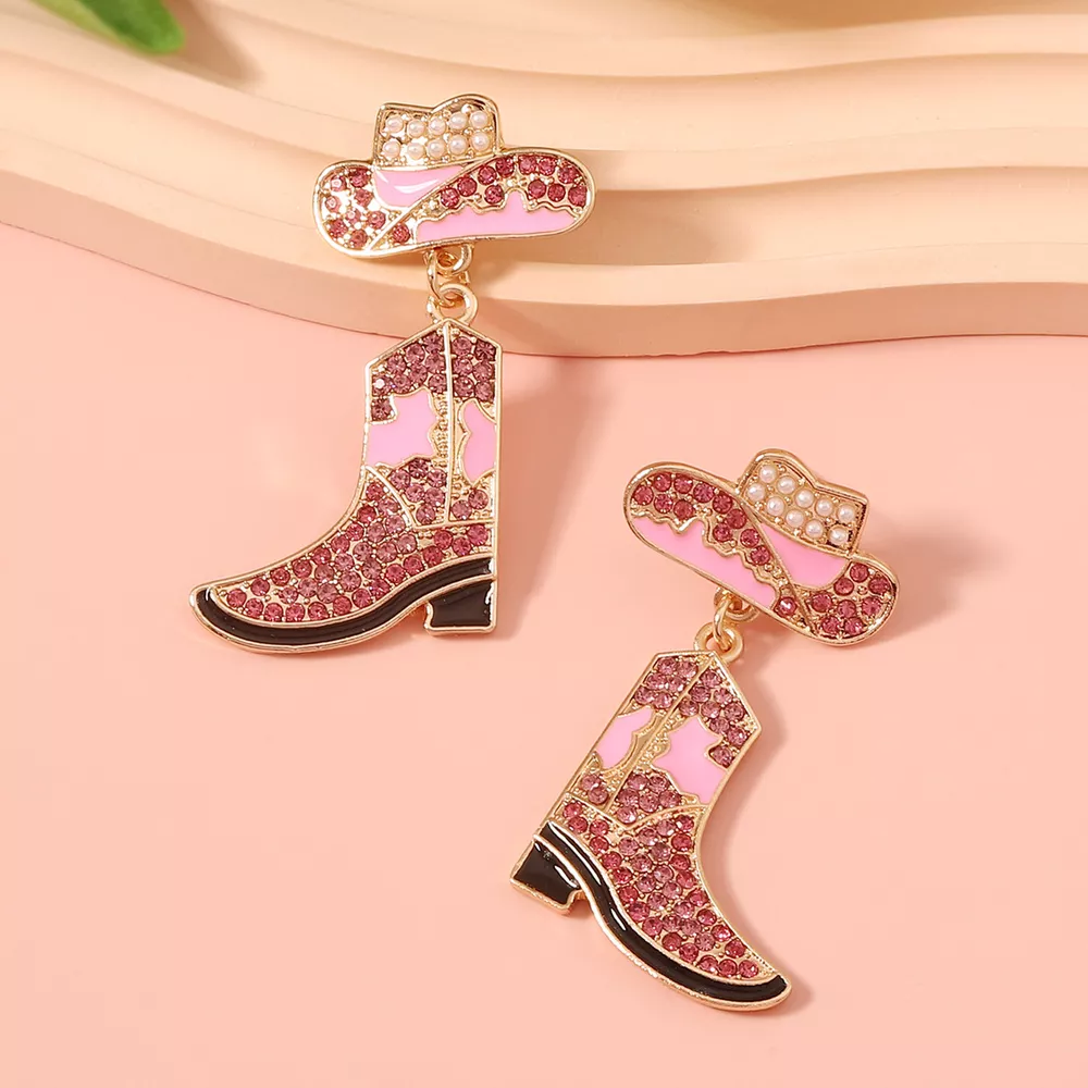 Rhinestone Boot Dangle Earrings, image 3