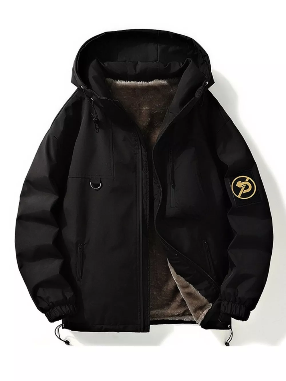 Men's Plus Size Drawstring Zip Up Hooded Jacket, image 2