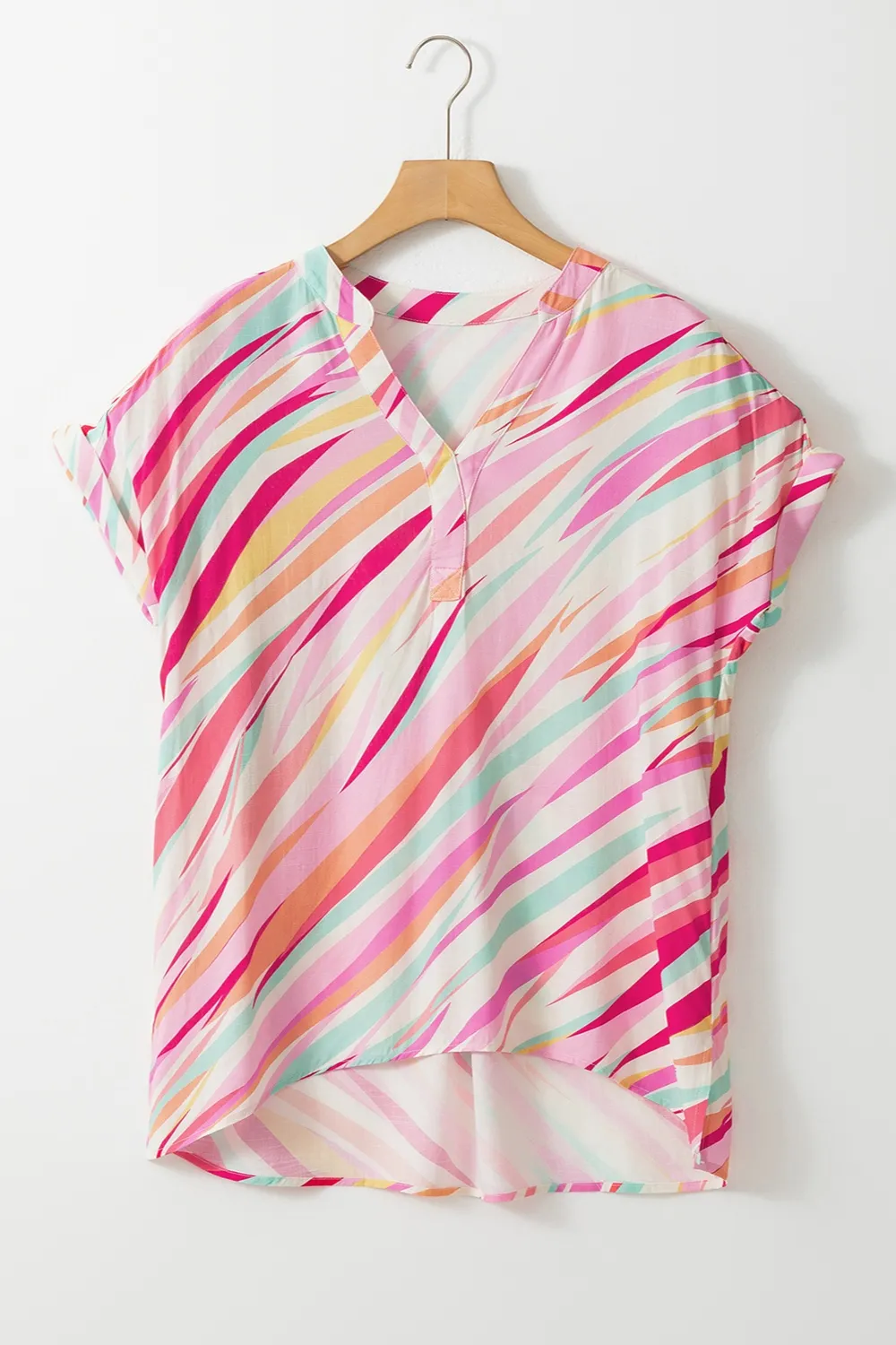 Color Block V-Neck Half Sleeve Blouse, image 5