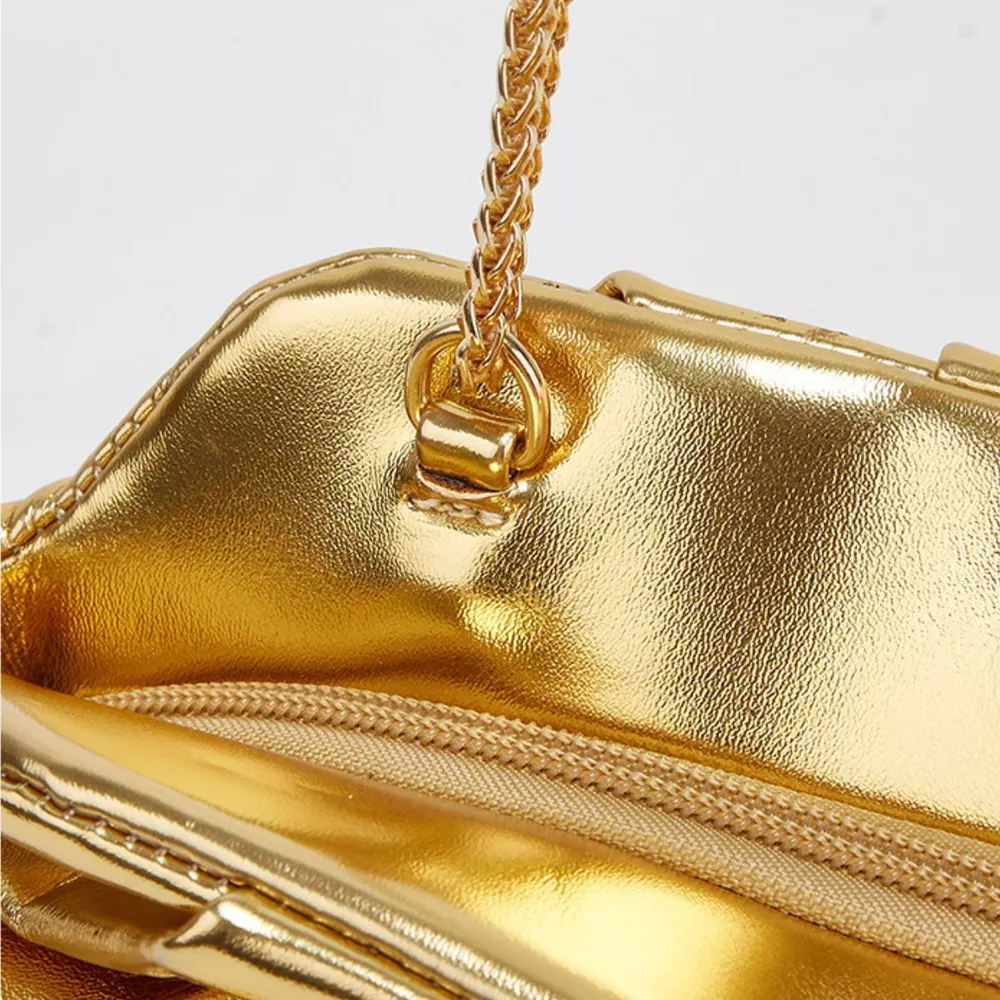 Ruched Shoulder Bag with Chain Strap, image 7