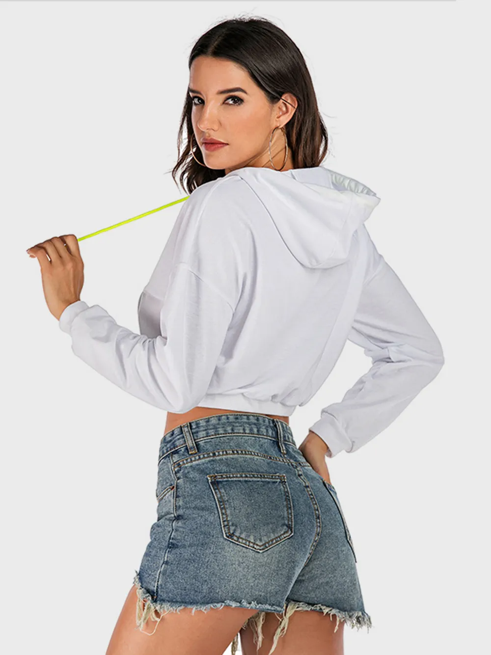 Drawstring Letter Long Sleeve Hoodie, image 2
