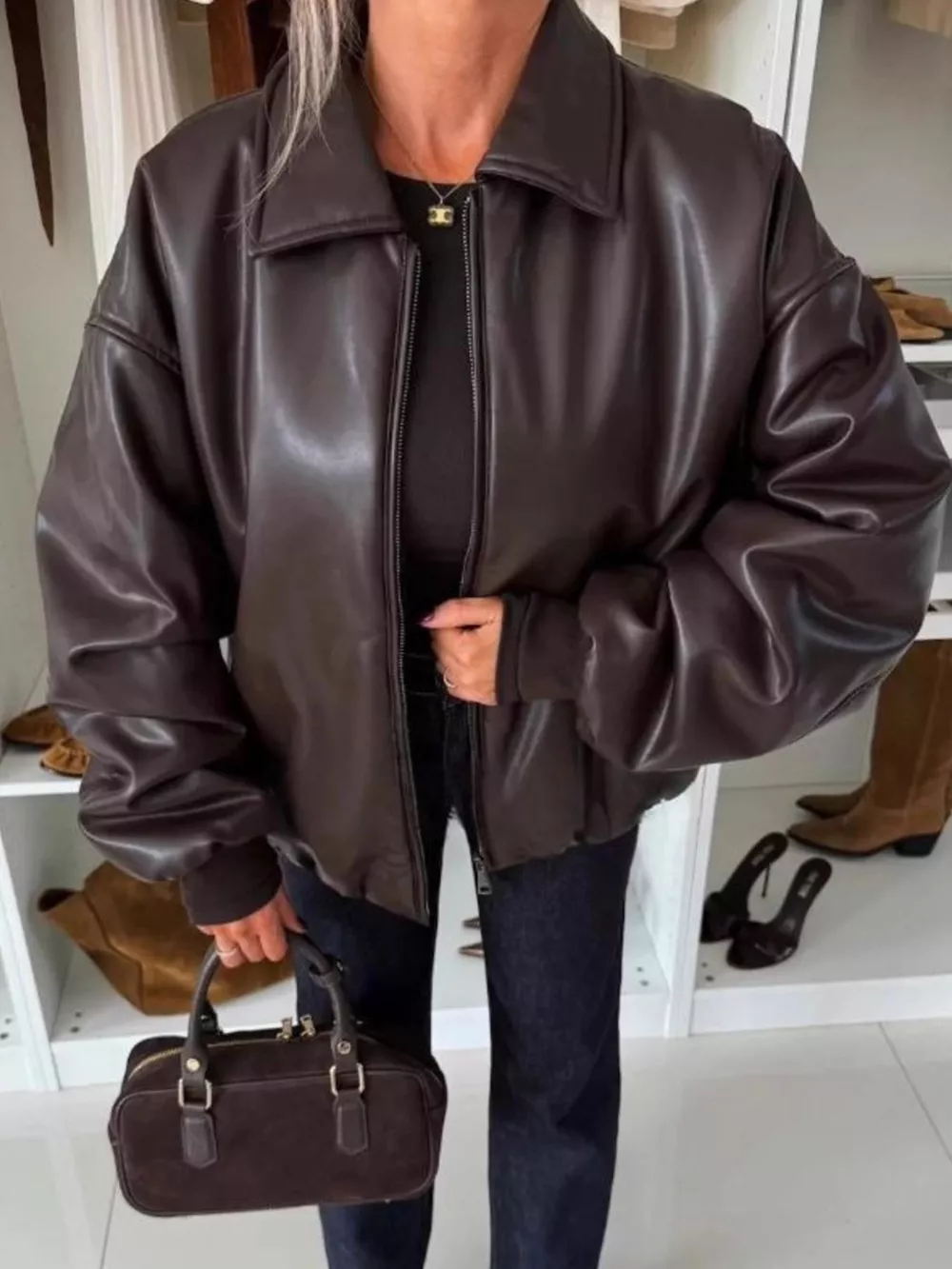 Zip Up Dropped Shoulder Jacket, image 2
