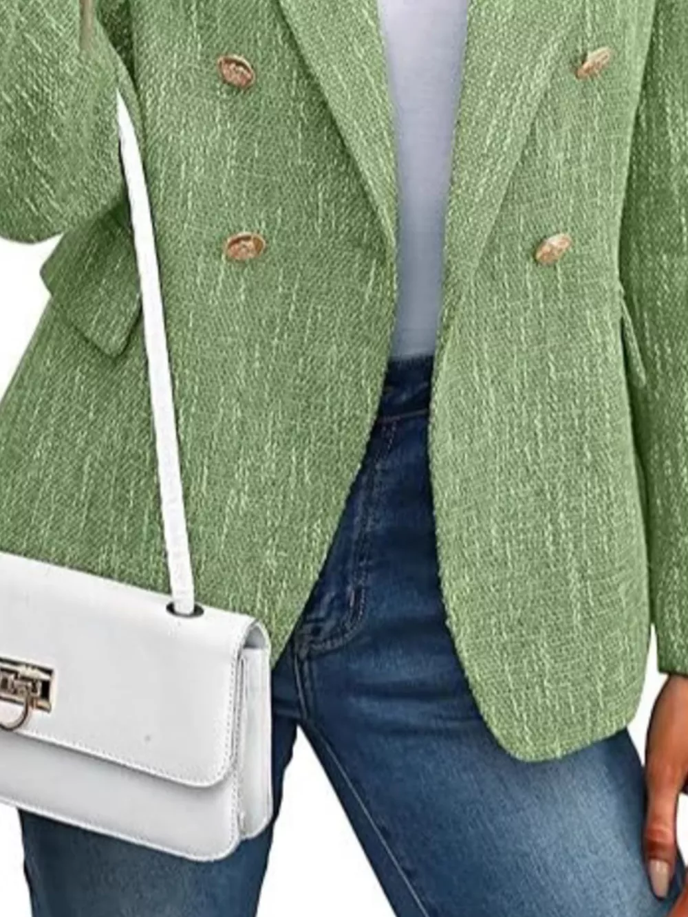Double-Breasted Lapel Collar Blazer, image 9
