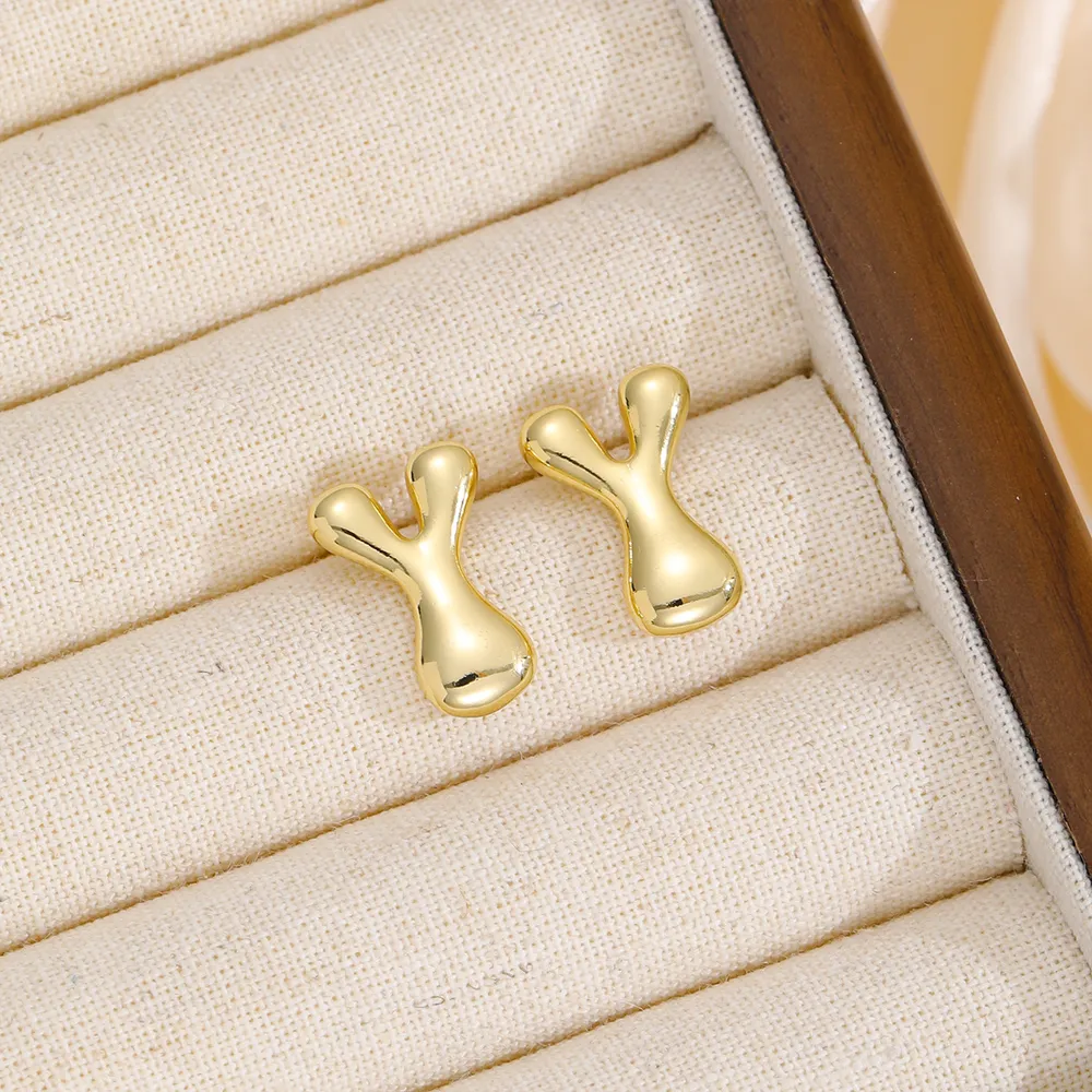 18K Gold-Plated Bubble Letter Stud Earrings, image 13