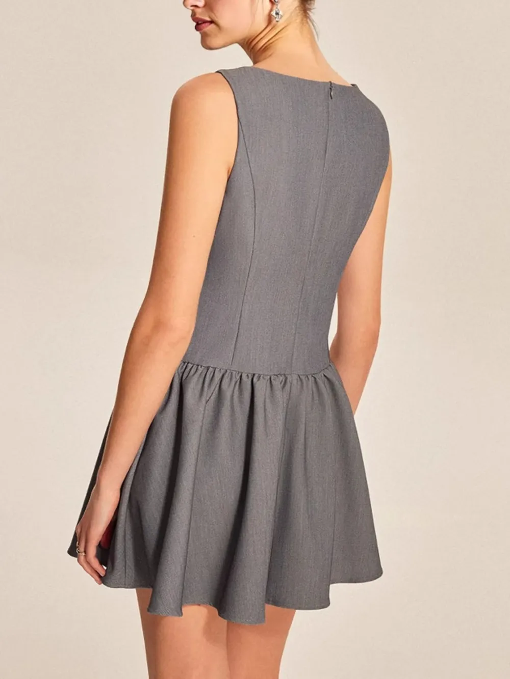 Round Neck Sleeveless Ruffled Mini Dress, image 2