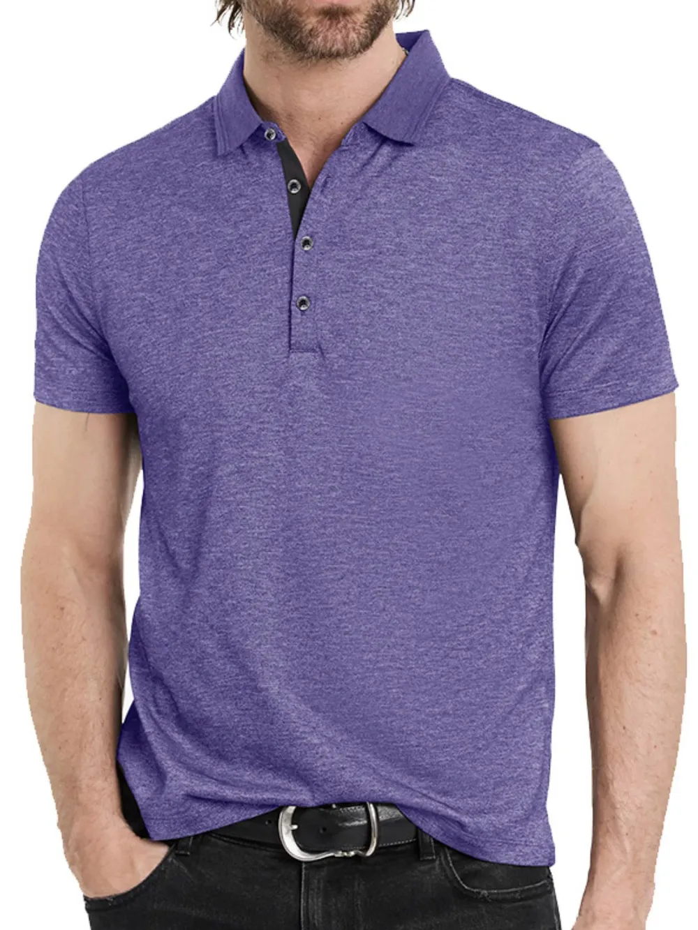 Men's Classic Heathered Short Sleeve Polo Shirt, image 8