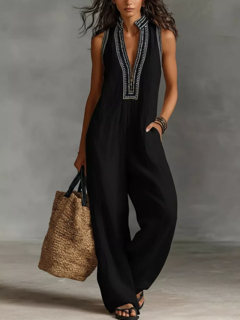 Full Size Sleeveless Wide-Leg Jumpsuit Plus SIze, image 7