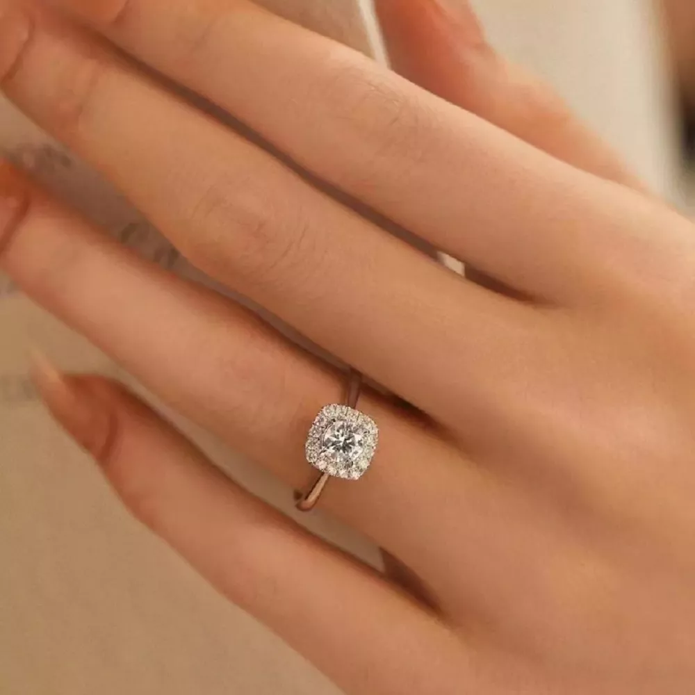 1 Carat 925 Sterling Silver Moissanite Square Ring, image 6