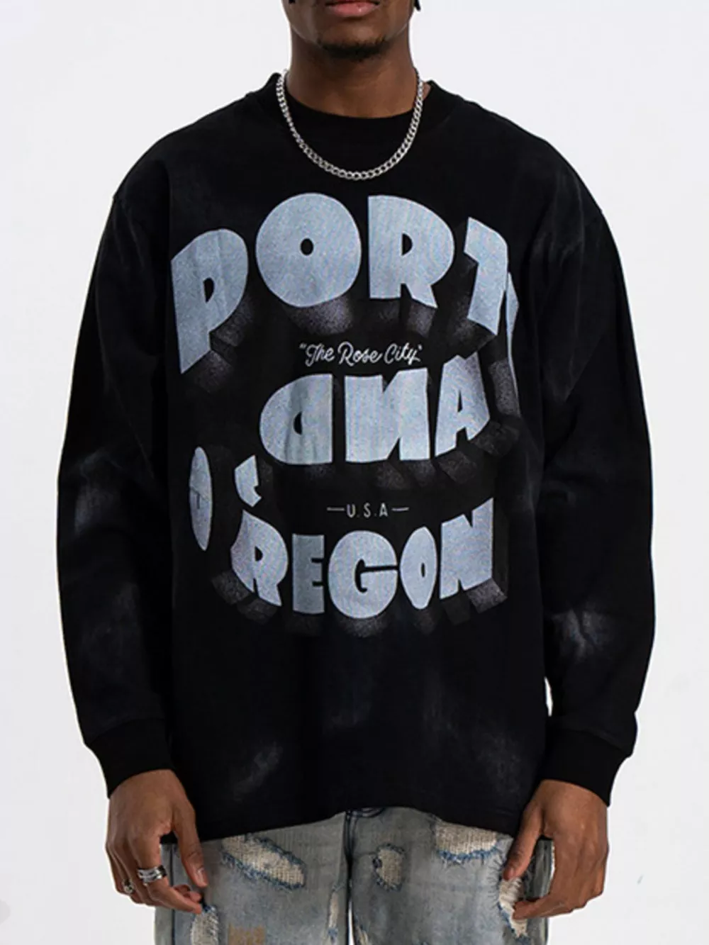 Men's Graphic Round Neck Long Sleeve T-Shirt, image 3