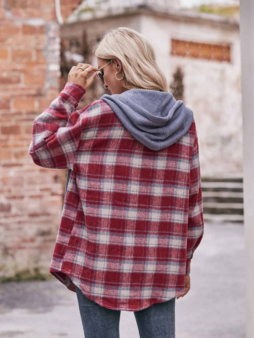 Oversized Plaid Button Up Shacket, image 10