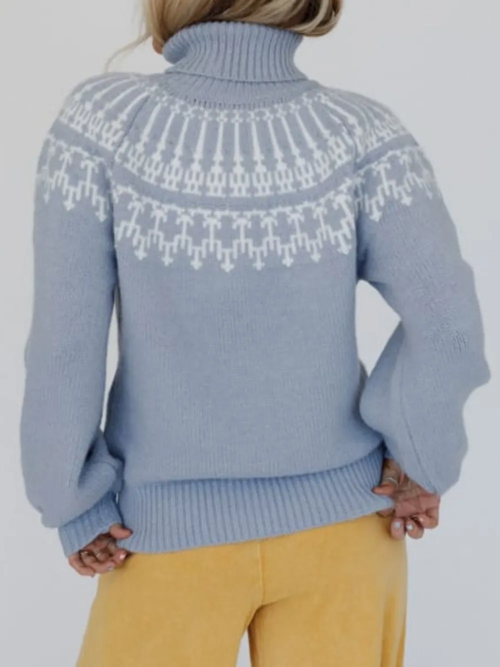 Contrast Turtleneck Long Sleeve Sweater, image 4