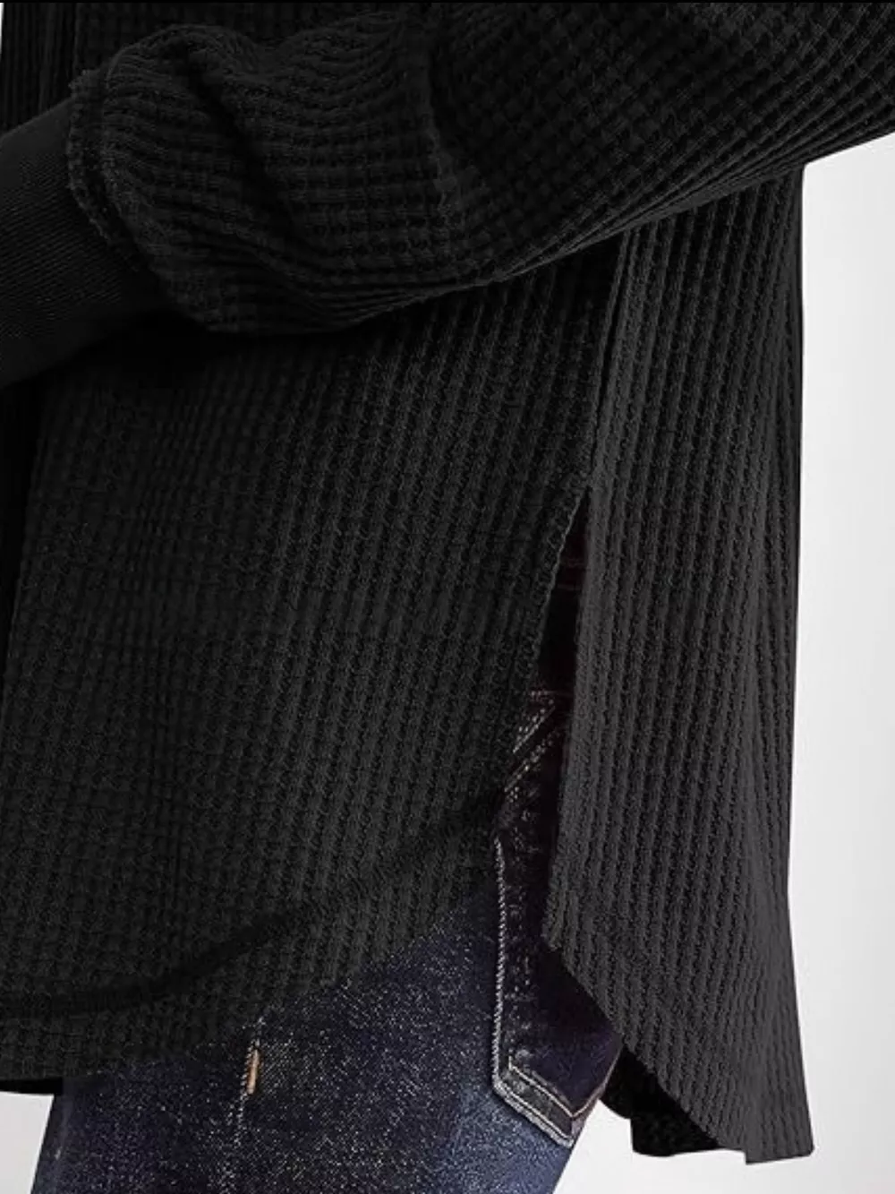 Slit Notched Long Sleeve T-Shirt, image 5