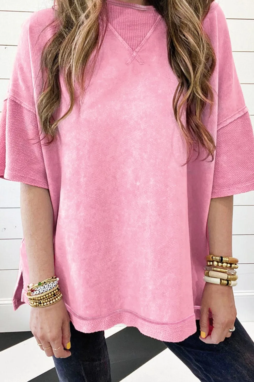 Mineral Wash Drop Shoulder Round Neck T-Shirt, image 7