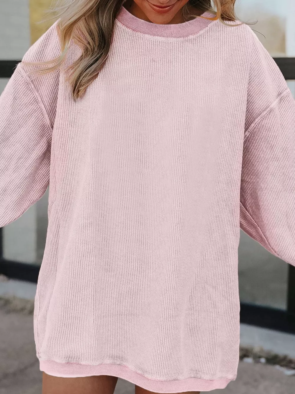 Ribbed Corduroy Oversized Sweatshirt, image 4