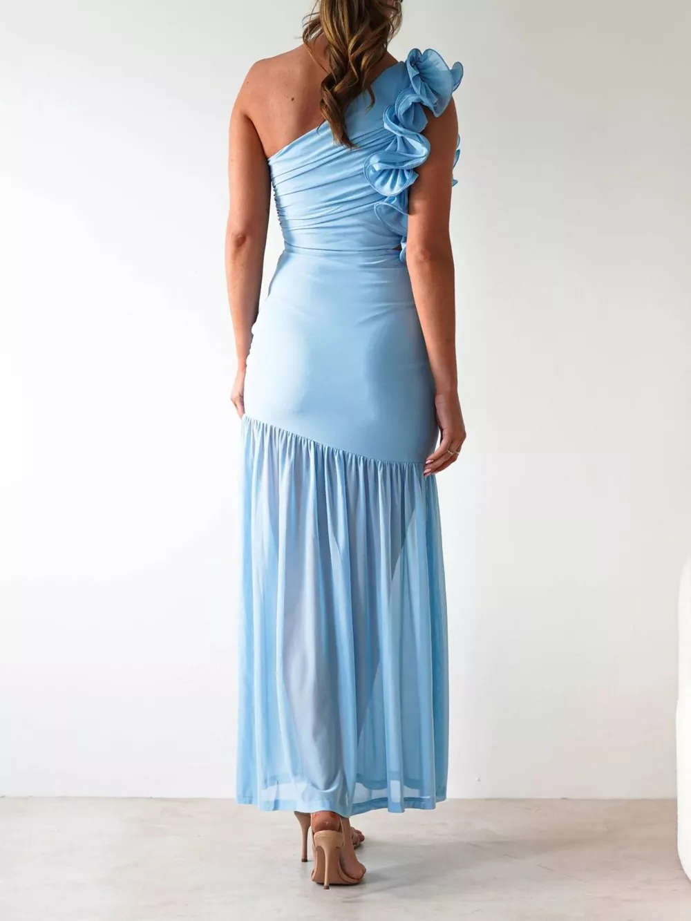 One-Shoulder Ruffle Trim Maxi Dress, image 22