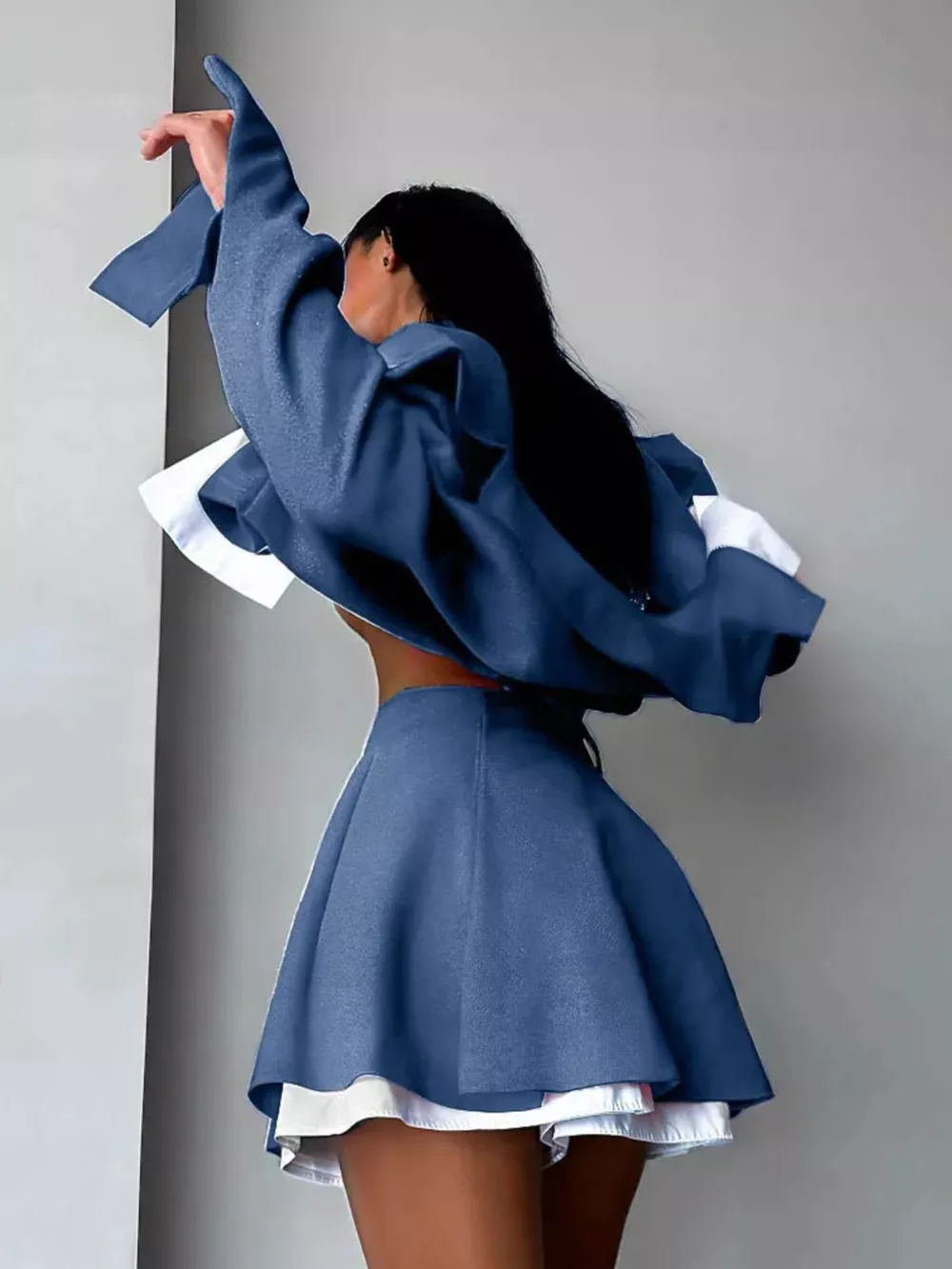 Button Up Cropped Jacket and Mini Skirt Set, image 7