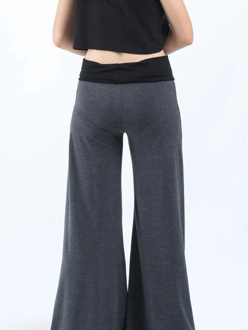 High Waisted Wide Leg Yoga Pants with Contrast Waistband, image 8