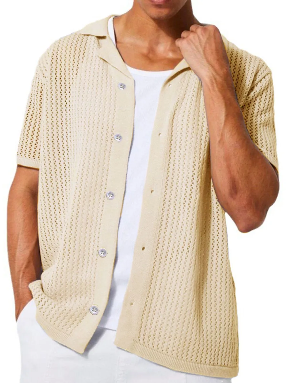 Men's Full Size Button Down Short Sleeve Shirt Plus Size