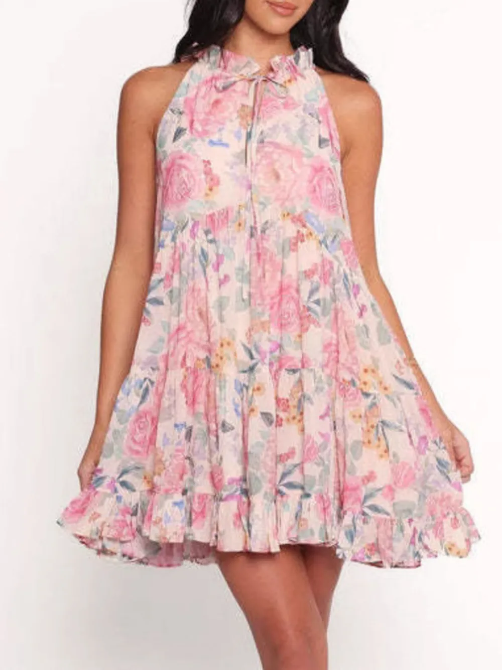 Floral Print Sleeveless Tiered Mini Dress, image 6