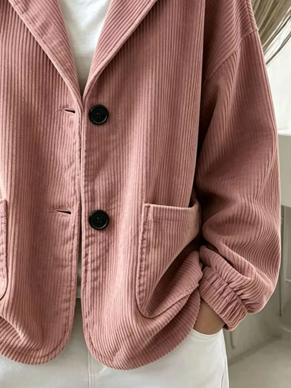 Full Size Corduroy Button Up Hooded Jacket Plus Size, image 12