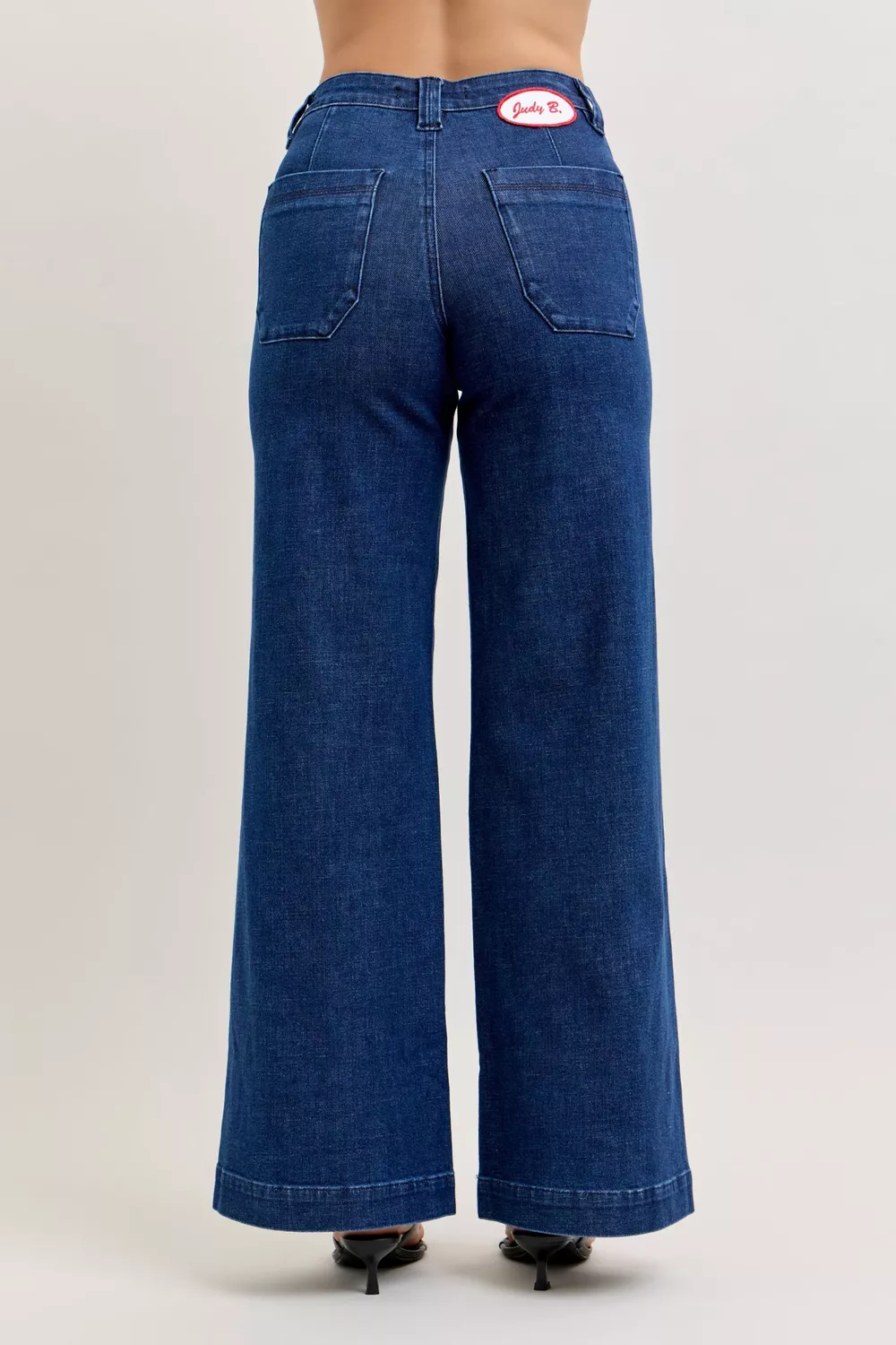 High-Waisted Retro Wide Jeans with Patch Pkts & Twisted Seams, image 5