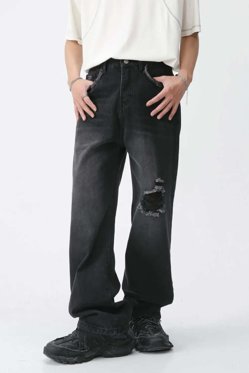 Distressed Mid Rise Men's Jeans, image 3