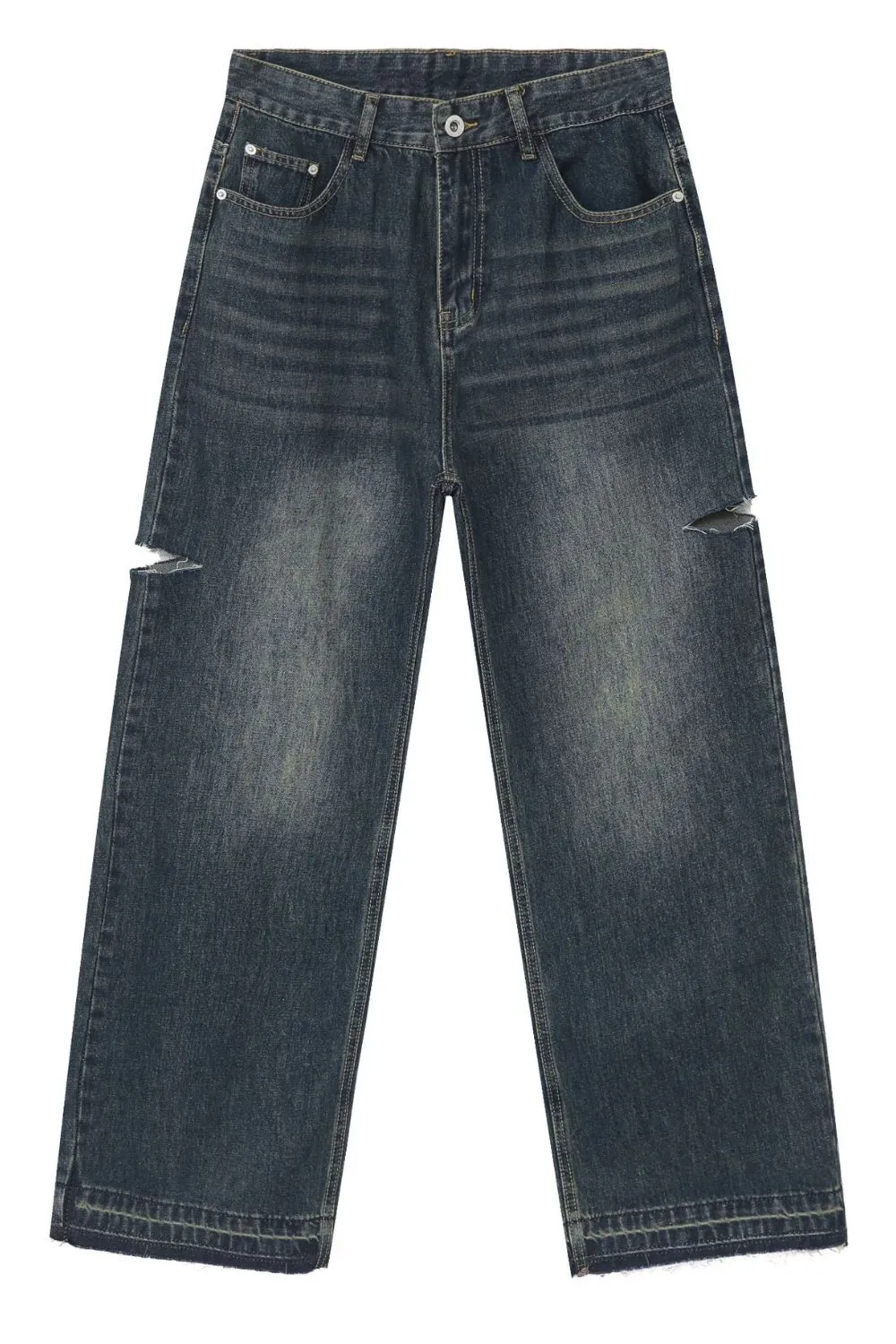 Men's Raw Hem Distressed Jeans with Pockets, image 5