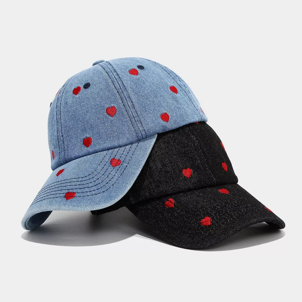 Embroidered Heart Denim Baseball Cap, image 3