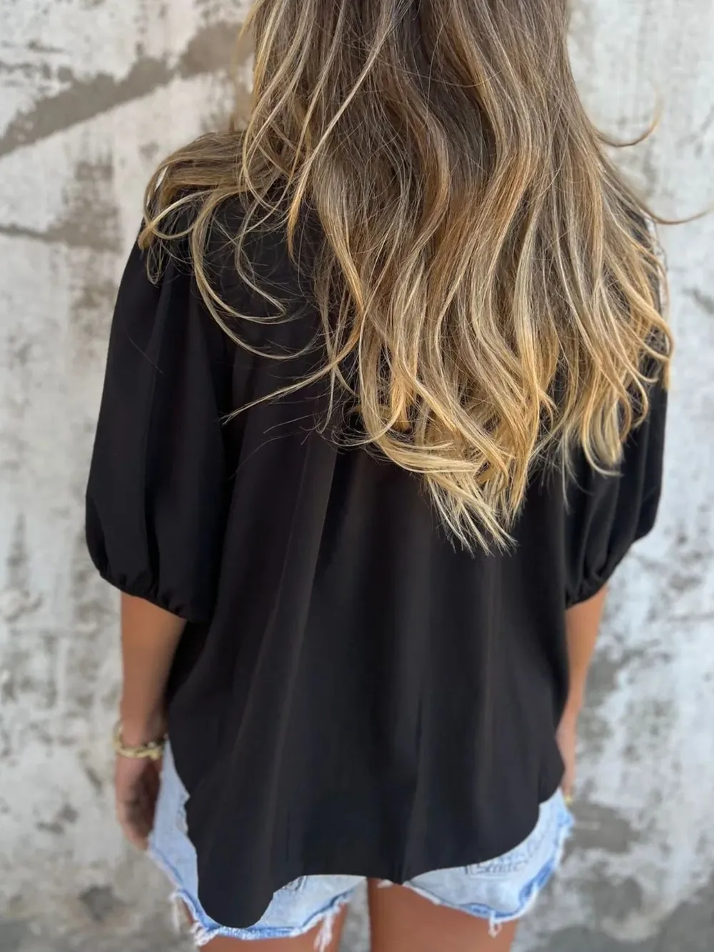 Full Size Smocked Button Front Puff Sleeve Shirt Plus Size, image 17